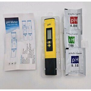 Digital PH Meter Range 0.00-14.00 For Pool Hot‎ Tub With Buffer Powder Yellow